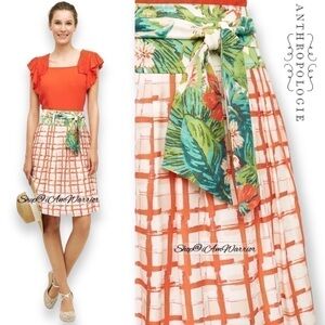 Anthropologie Maeve plaid floral tie waist a-line mini skirt *shop@iamwarrior